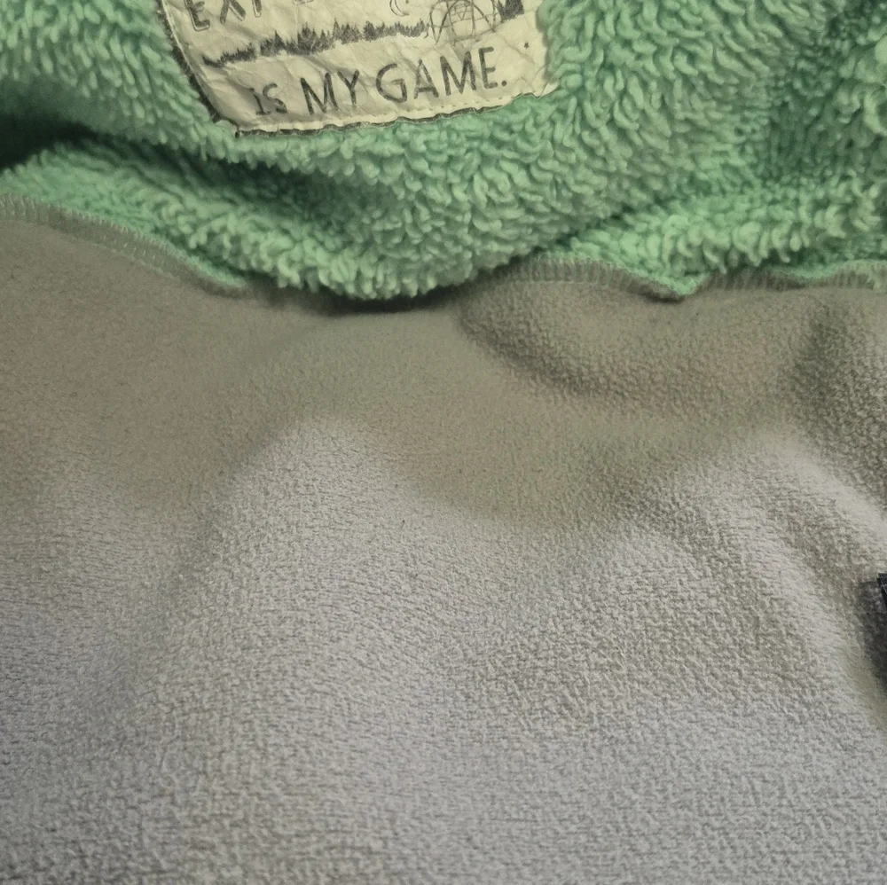 The North Face Gray and Mint Fleece Jacket with Pink Trim SIZE 18-24 MONTH - Picture 7 of 8